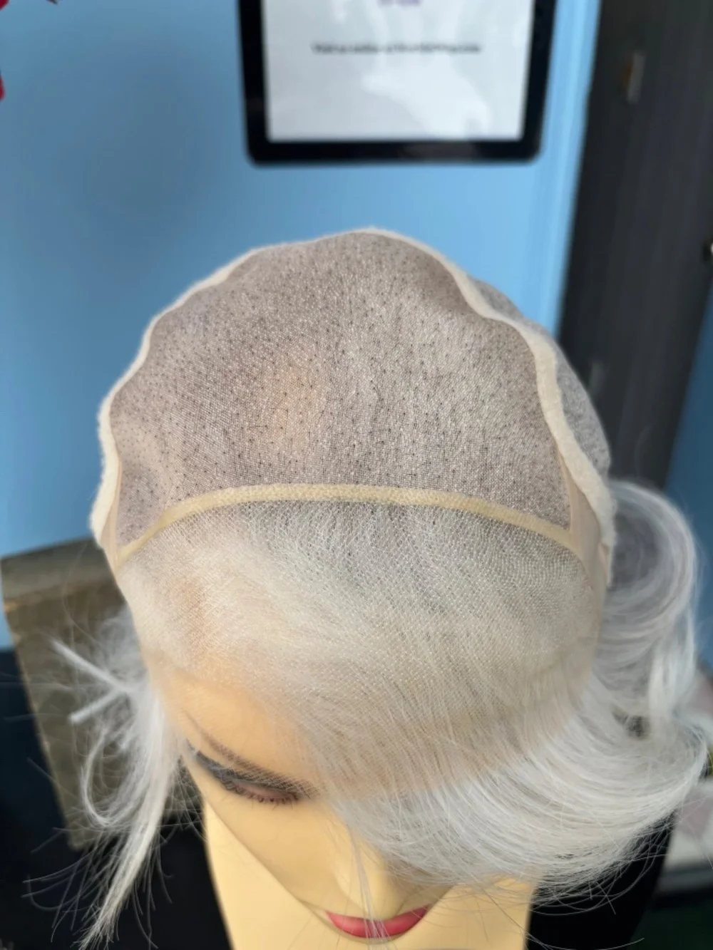 White Gray human hair wig